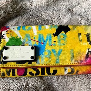 LAMB Gwen Stefani Yellow Paint Splatter Wallet